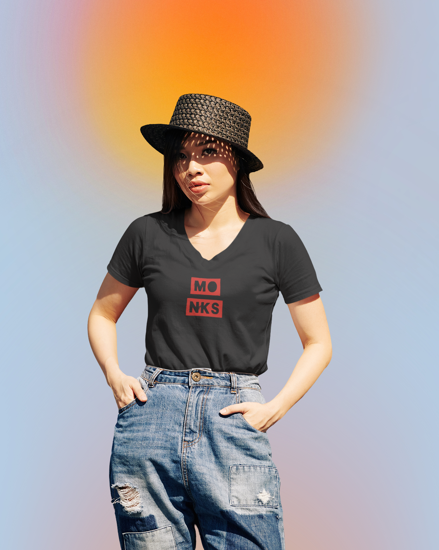 Monks T-Shirt - Women's V-Neck Cut