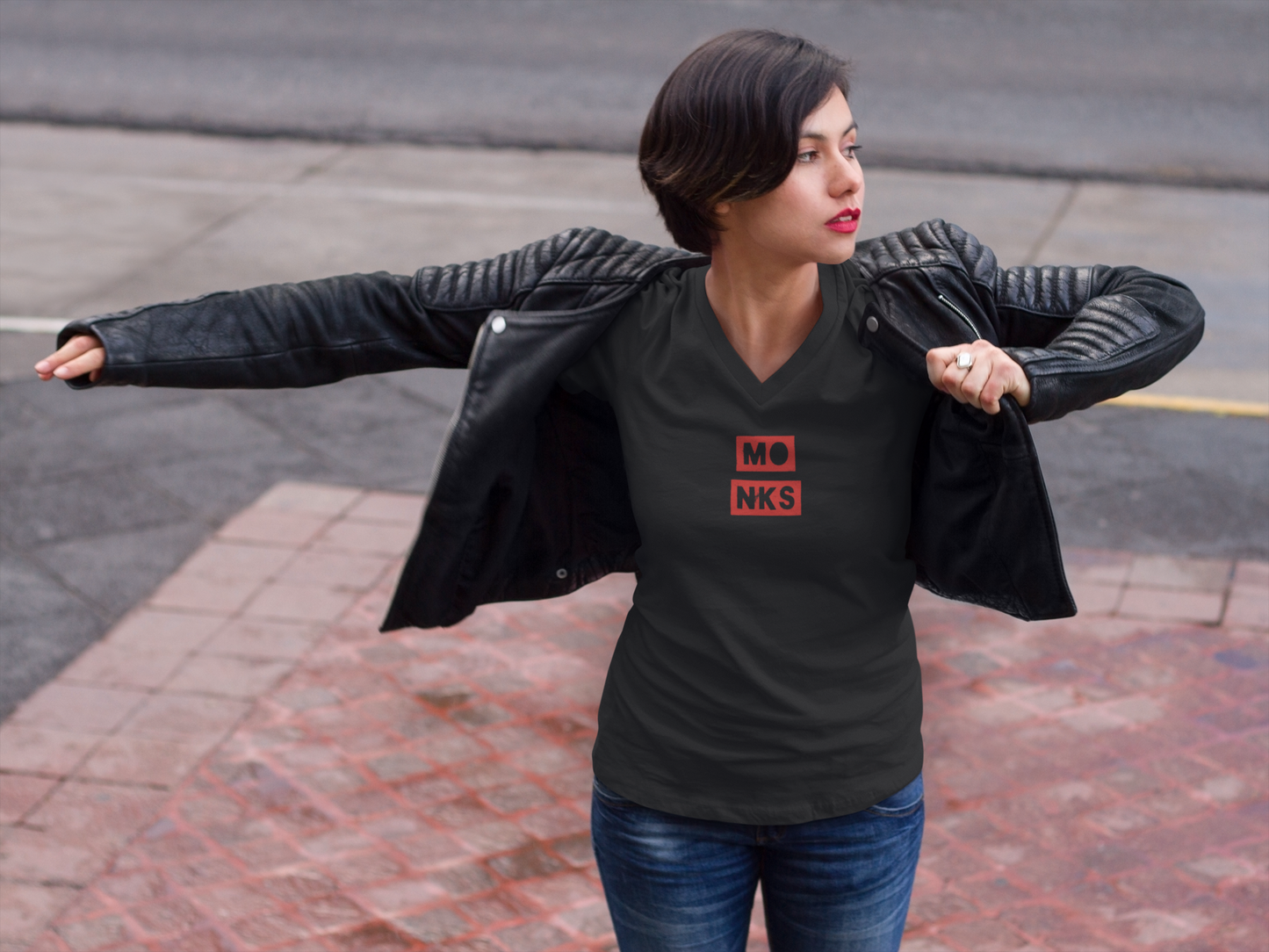 Monks T-Shirt - Women's V-Neck Cut
