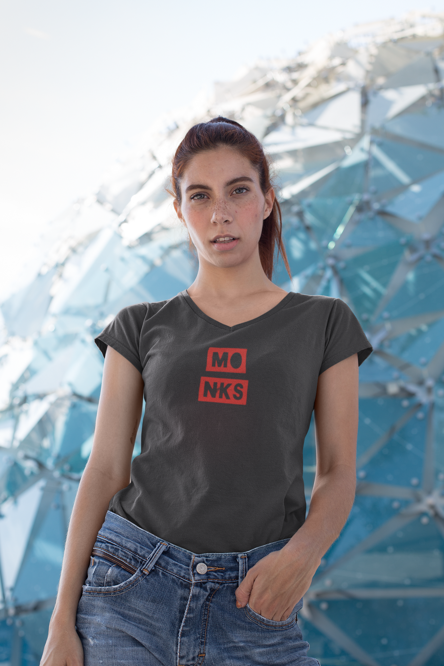 Monks T-Shirt - Women's V-Neck Cut